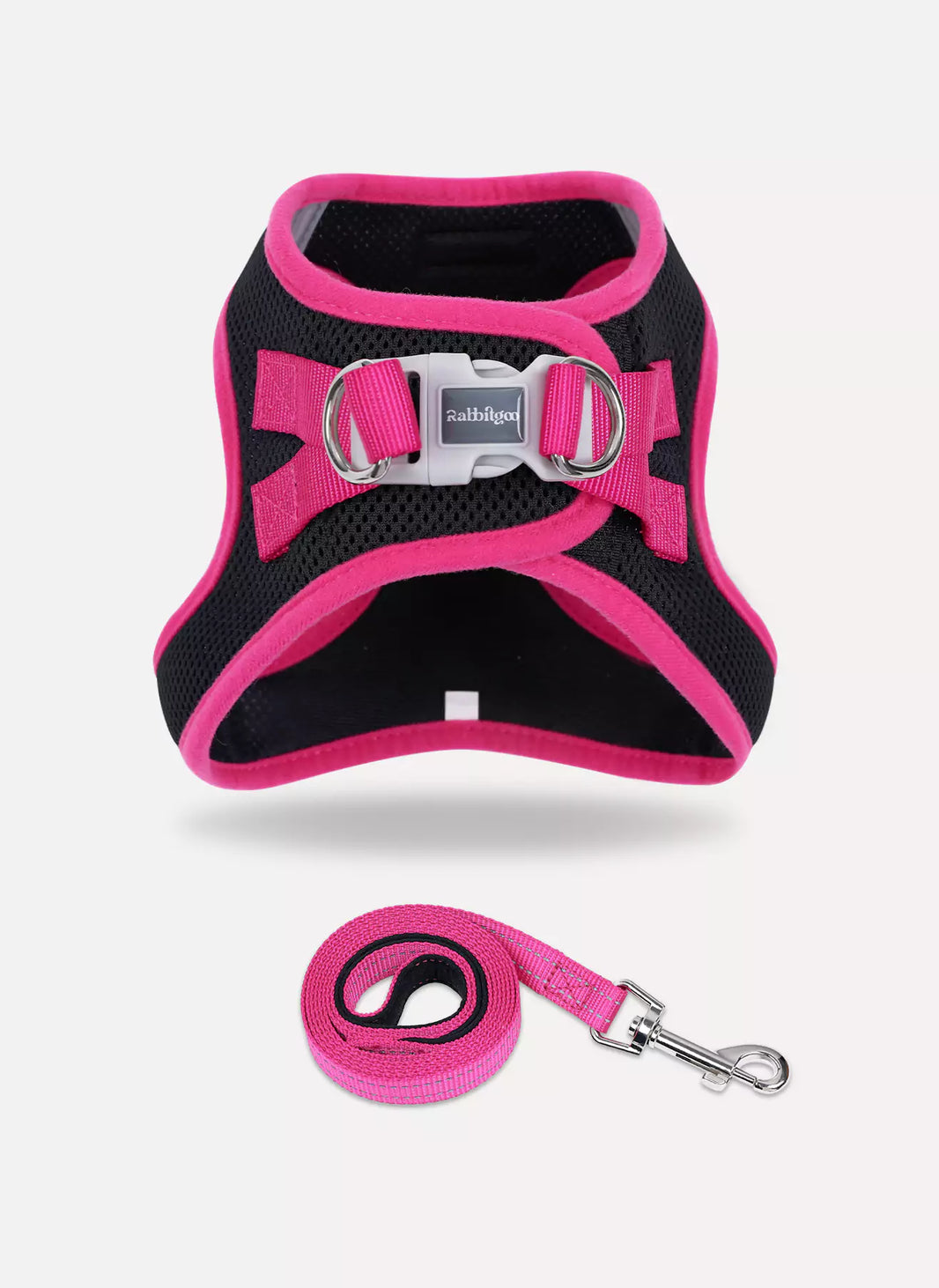 Minifit Small Dog Harness and Leash Set - Black & Rose Red