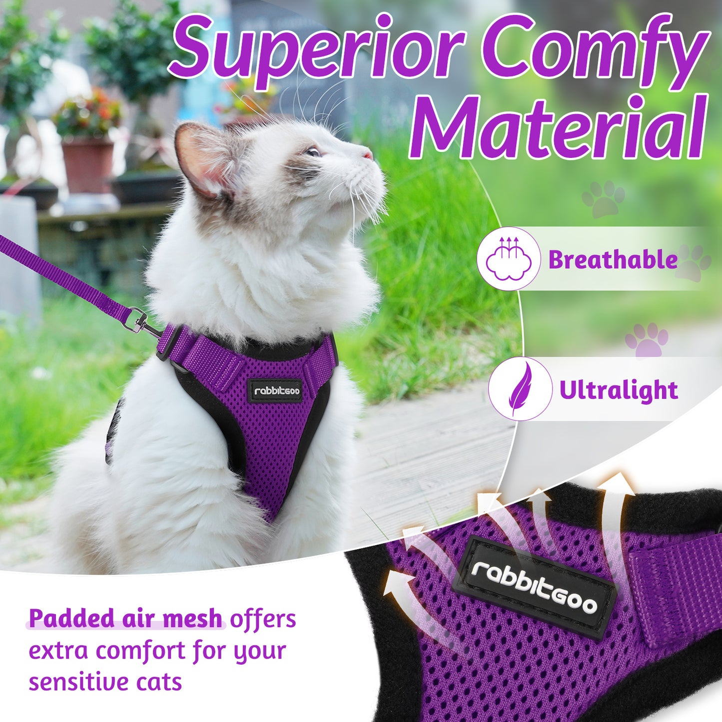 Rabbitgoo Adjustable Cat Harness and Leash Set