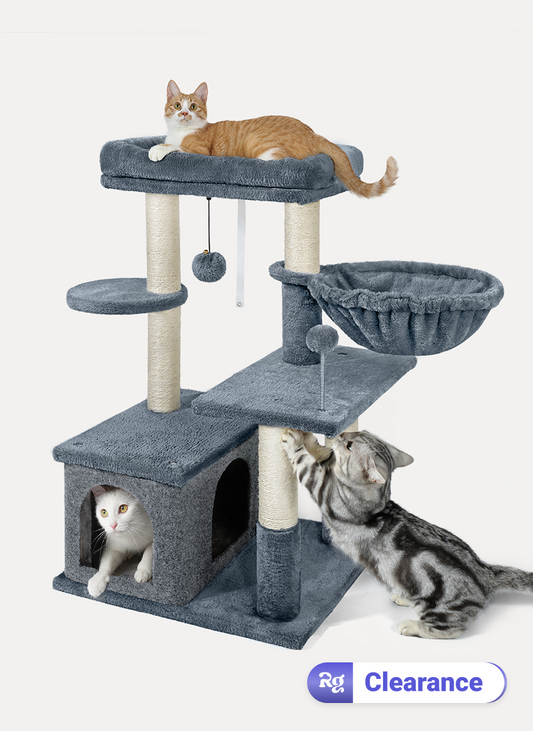 Rabbitgoo 33" Cat Tree for Indoor Kittens - Dark Grey / 19.2"L x 16.8"W x 33.45"H
