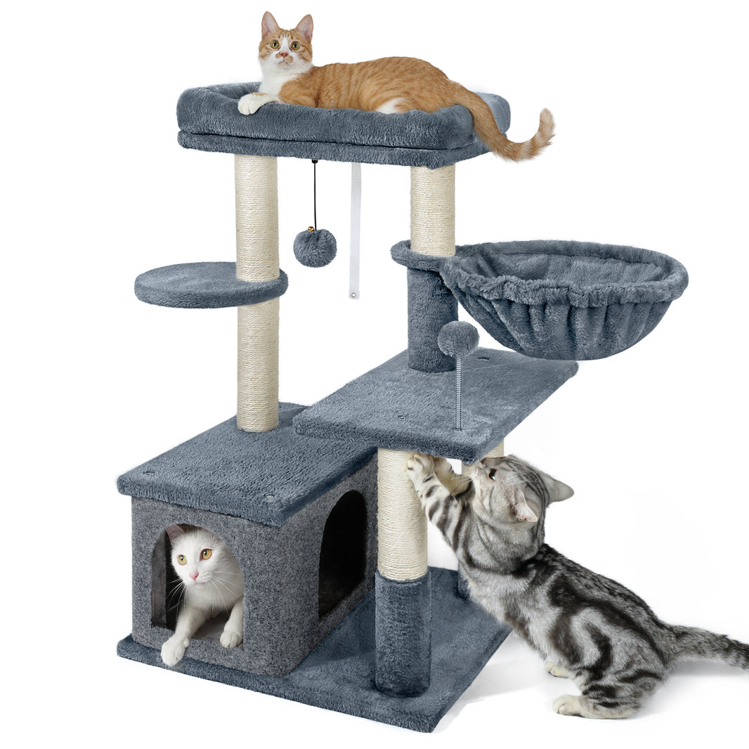 Rabbitgoo 33" Cat Tree for Indoor Kittens - Dark Grey / 19.2"L x 16.8"W x 33.45"H