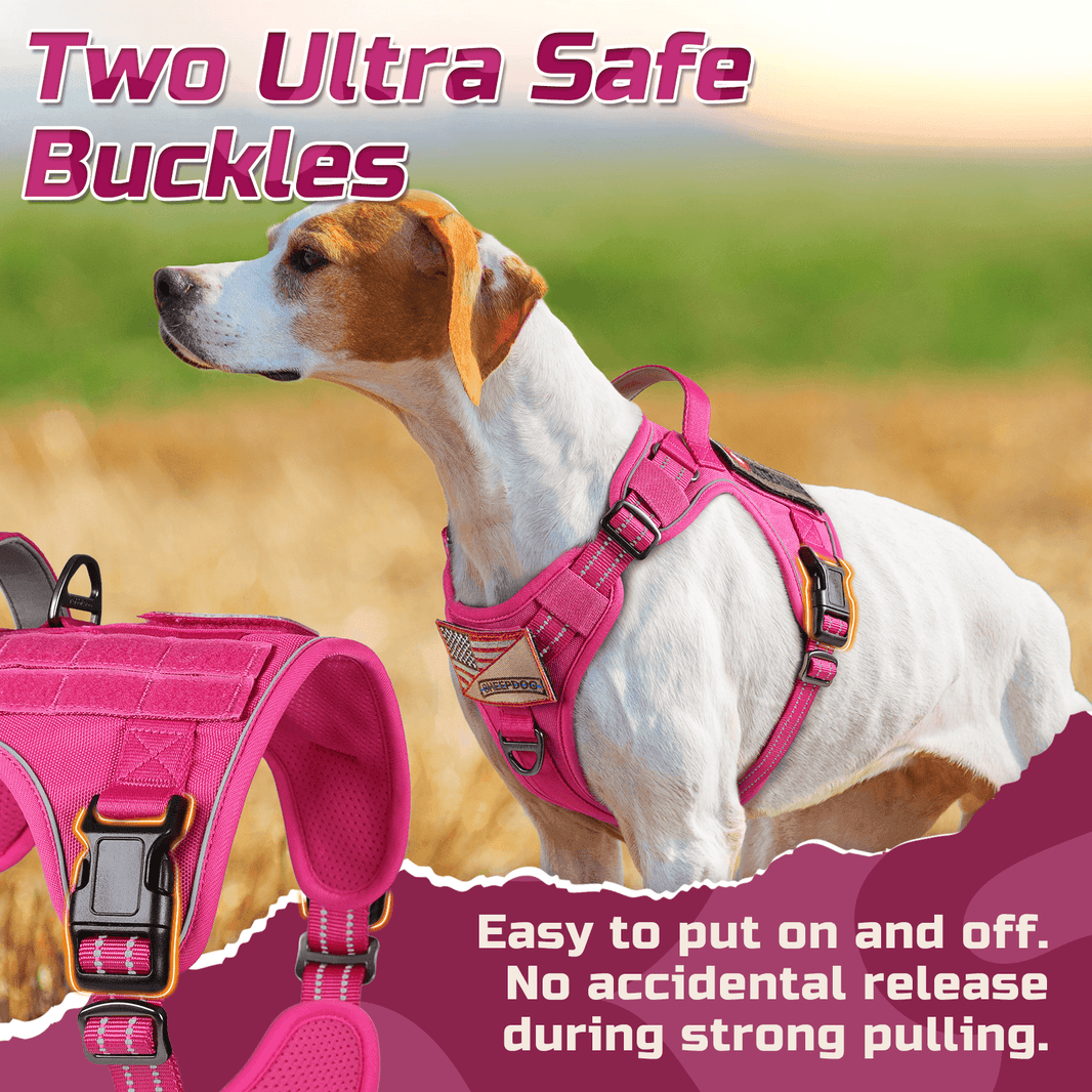 ColorPop Escape Proof Tactical Dog Harness - Rose Red