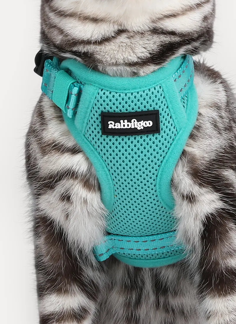 Rabbitgoo SnugFit 3-Point Cat Harness and Leash Set - Emerald