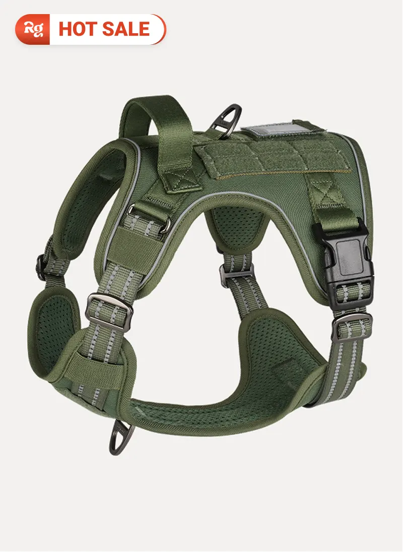 Solid Escape Proof Tactical Dog Vest Harness - Green