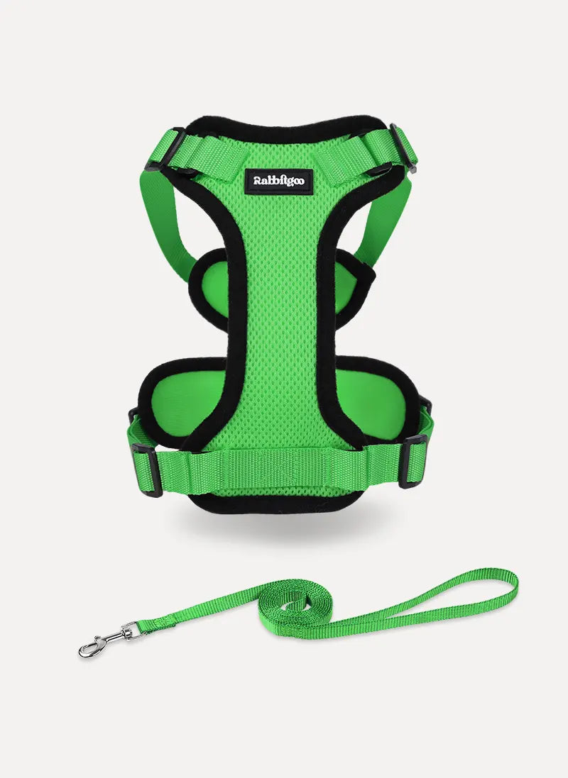 Rabbitgoo Classic Adjustable Cat Harness and Leash Set - Grass Green