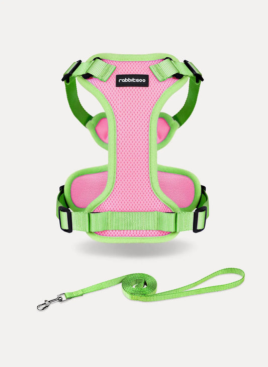 Rabbitgoo Fusion Adjustable cat harness and leash set - Pink & Light Green
