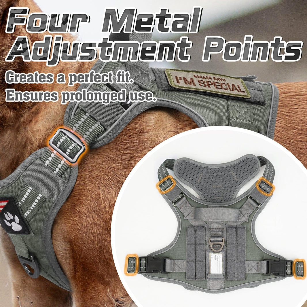 Solid Escape Proof Tactical Dog Vest Harness - Grey