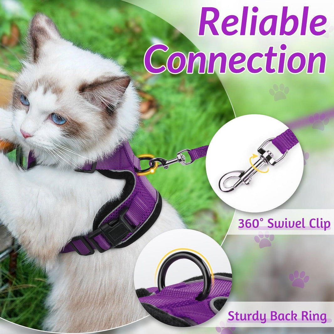 Rabbitgoo Classic Adjustable Cat Harness and Leash Set - Purple