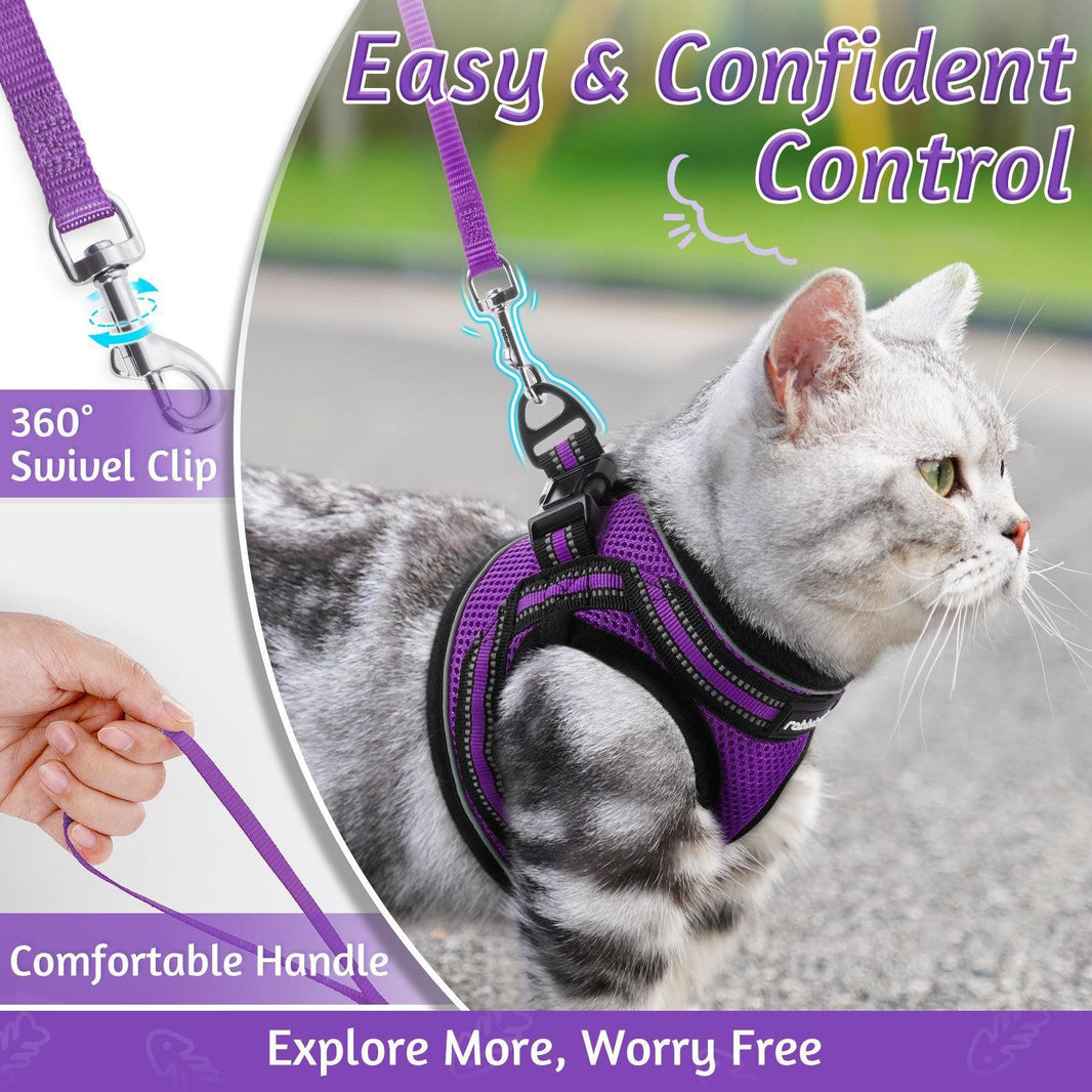 Rabbitgoo Escape Proof Cat Harness and Leash Set - Purple