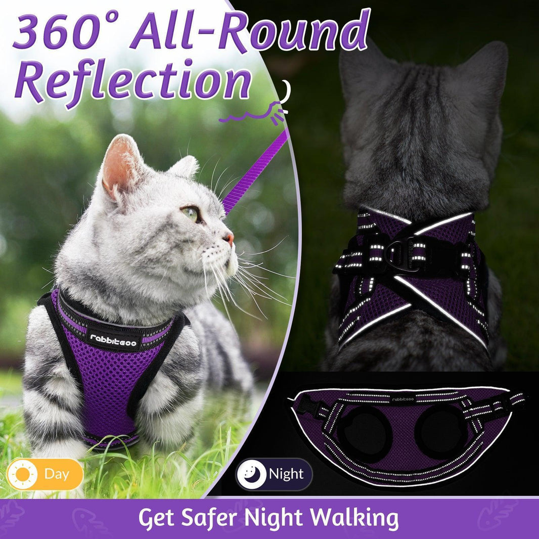 Rabbitgoo Escape Proof Cat Harness and Leash Set - Purple