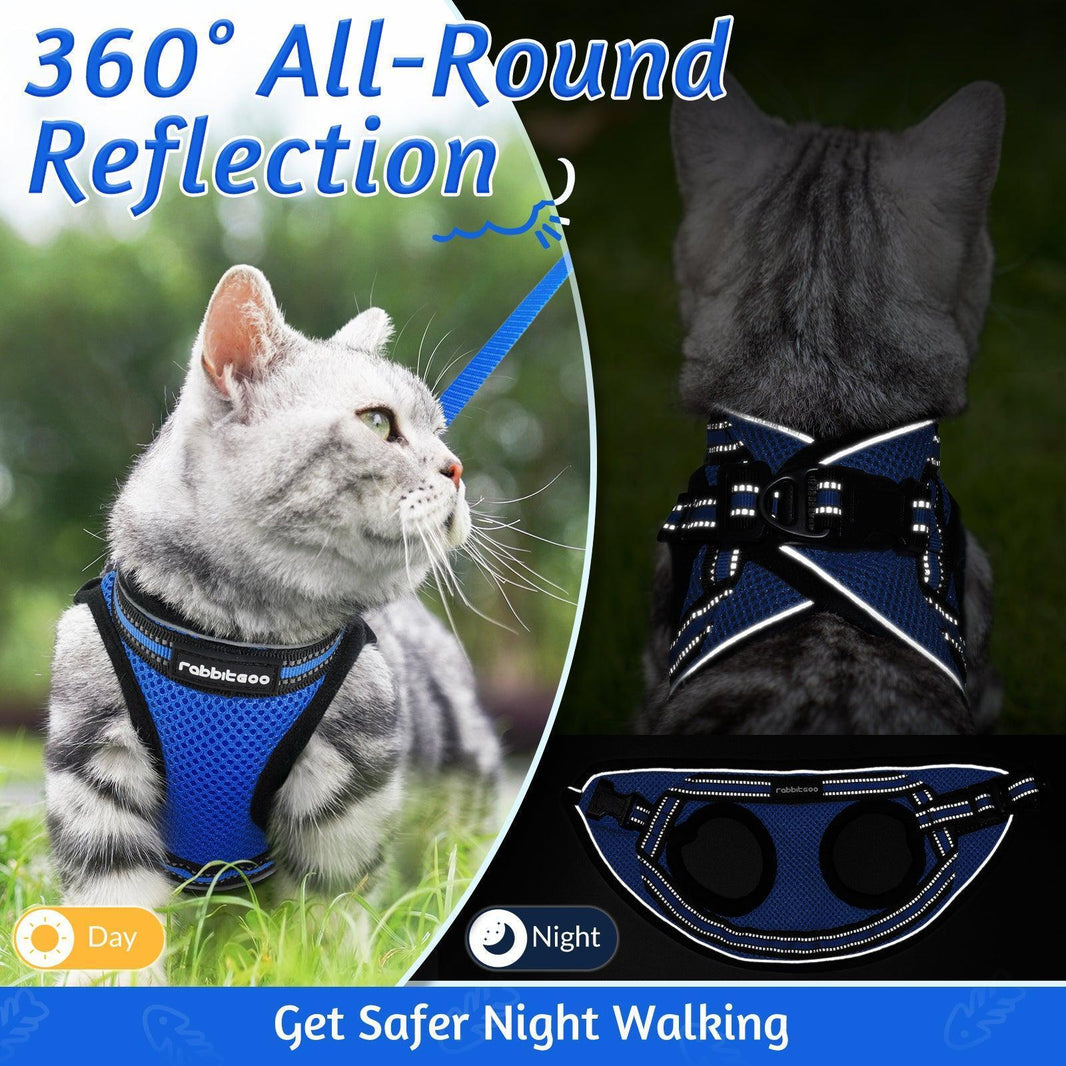 Rabbitgoo Escape Proof Cat Harness and Leash Set - Blue