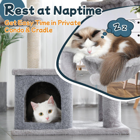 Rabbitgoo 33" Cat Tree for Indoor Kittens - Dark Grey / 19.2"L x 16.8"W x 33.45"H