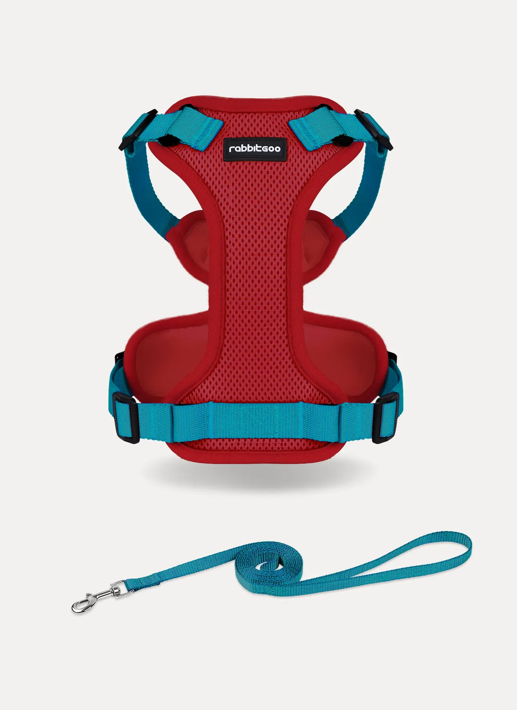 Rabbitgoo Fusion Adjustable cat harness and leash set - Red & Teal
