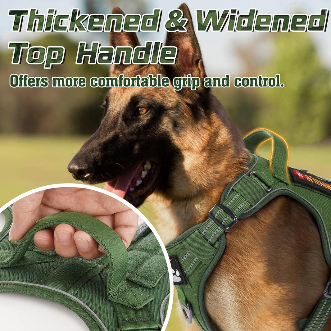 Solid Escape Proof Tactical Dog Vest Harness - Green