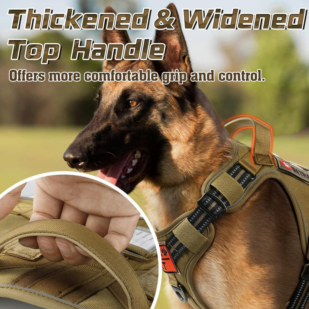 Solid Escape Proof Tactical Dog Vest Harness - Tan