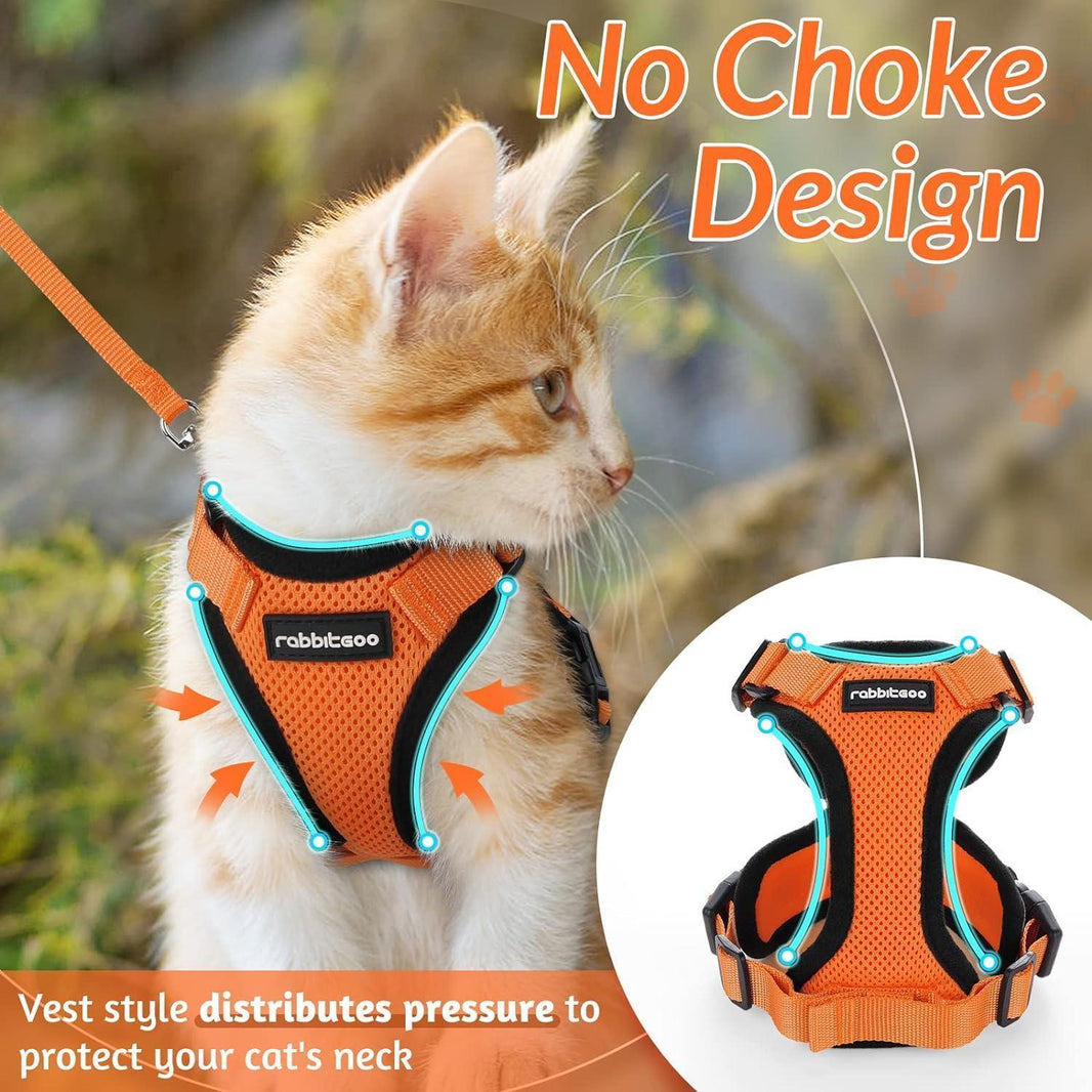 Rabbitgoo Classic Adjustable Cat Harness and Leash Set - Orange
