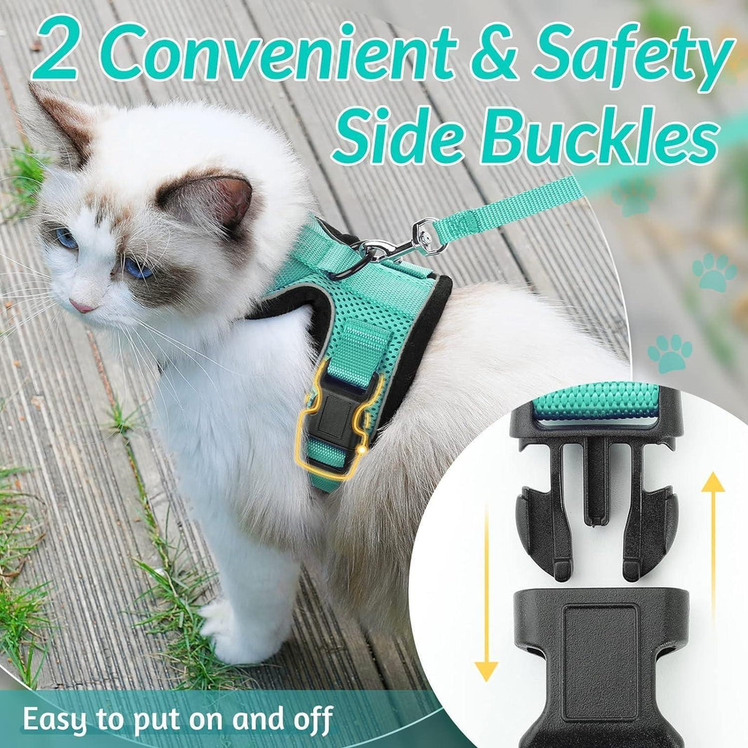 Rabbitgoo Classic Adjustable Cat Harness and Leash Set - Emerald
