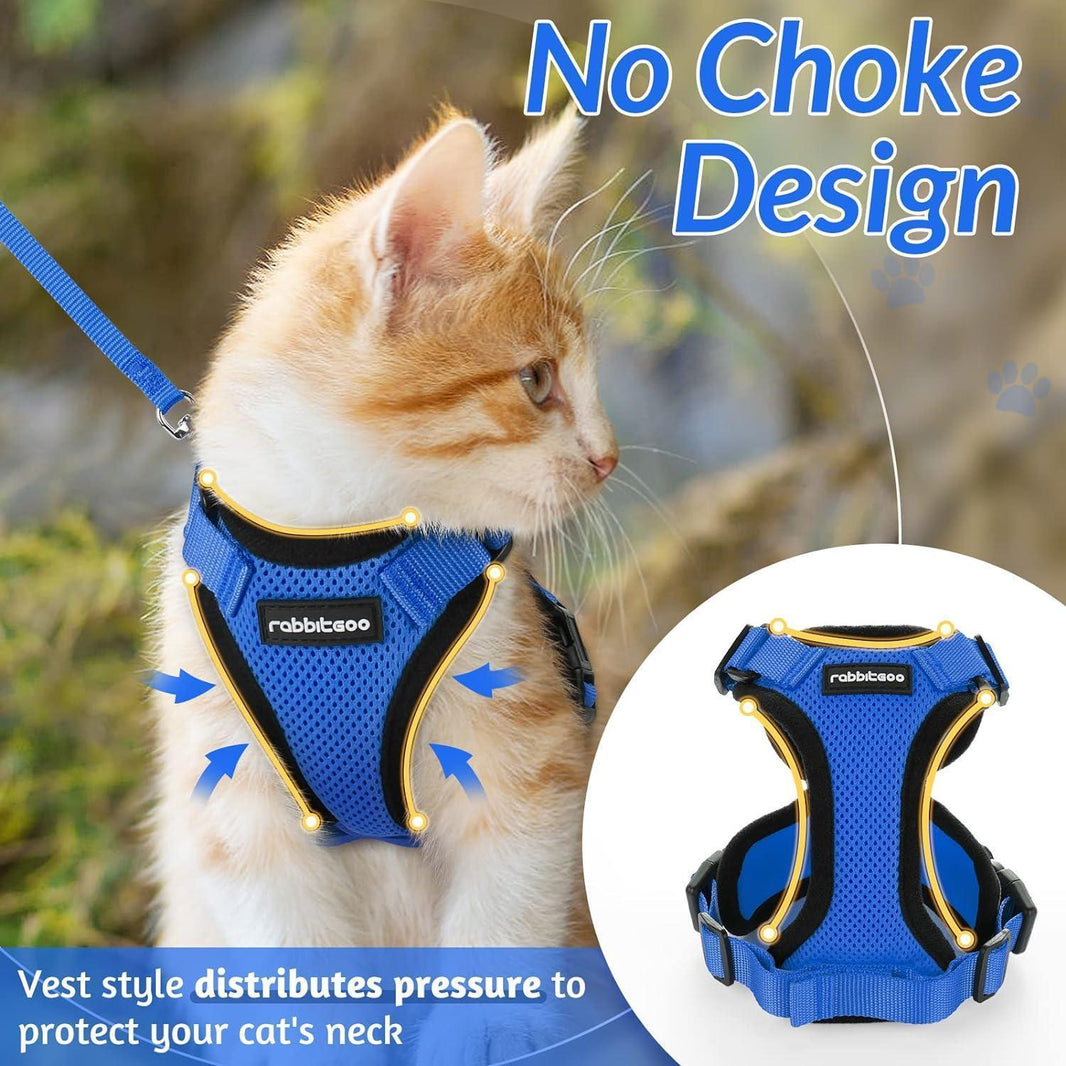 Rabbitgoo Classic Adjustable Cat Harness and Leash Set - Navy Blue