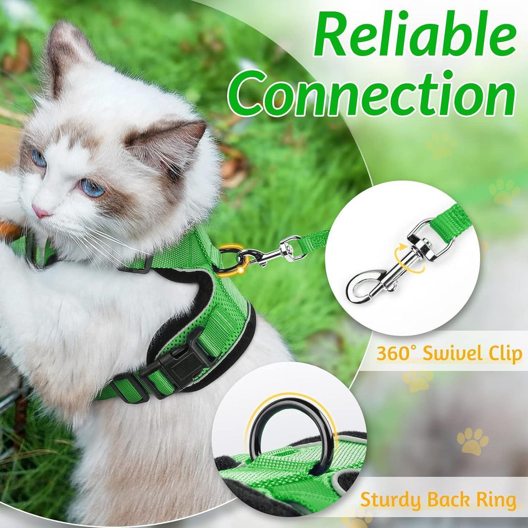 Rabbitgoo Classic Adjustable Cat Harness and Leash Set - Grass Green