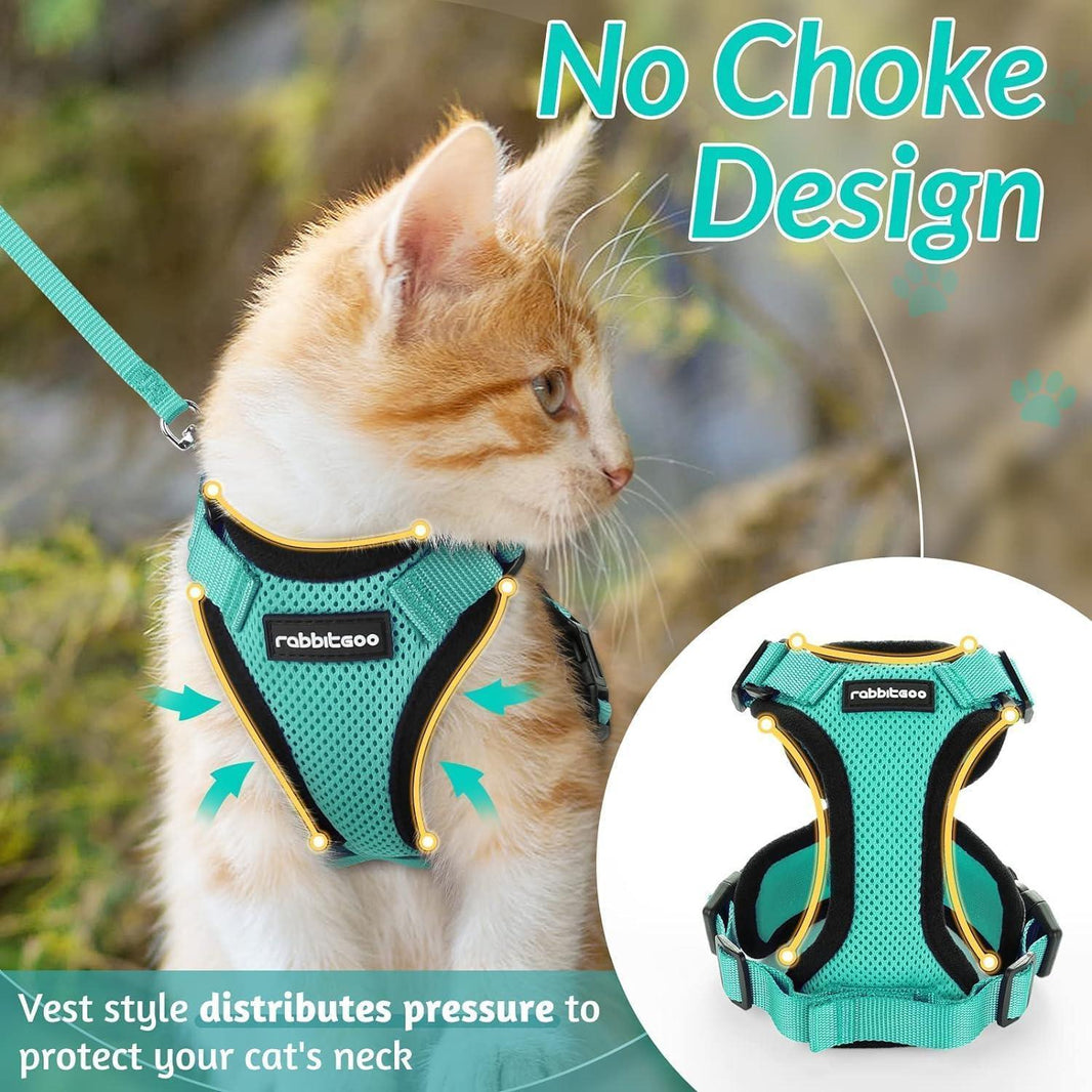 Rabbitgoo Classic Adjustable Cat Harness and Leash Set - Emerald