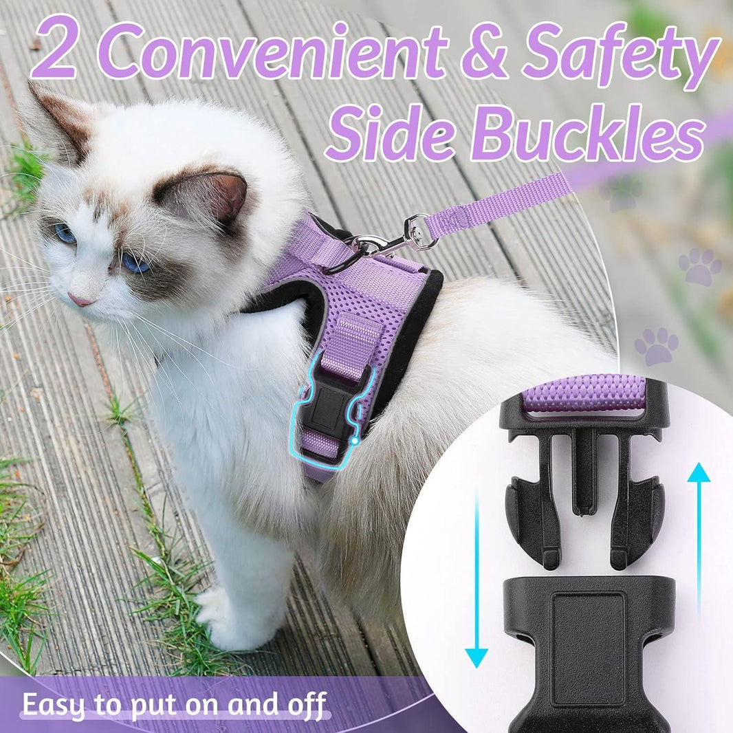 Rabbitgoo Classic Adjustable Cat Harness and Leash Set - Light Purple
