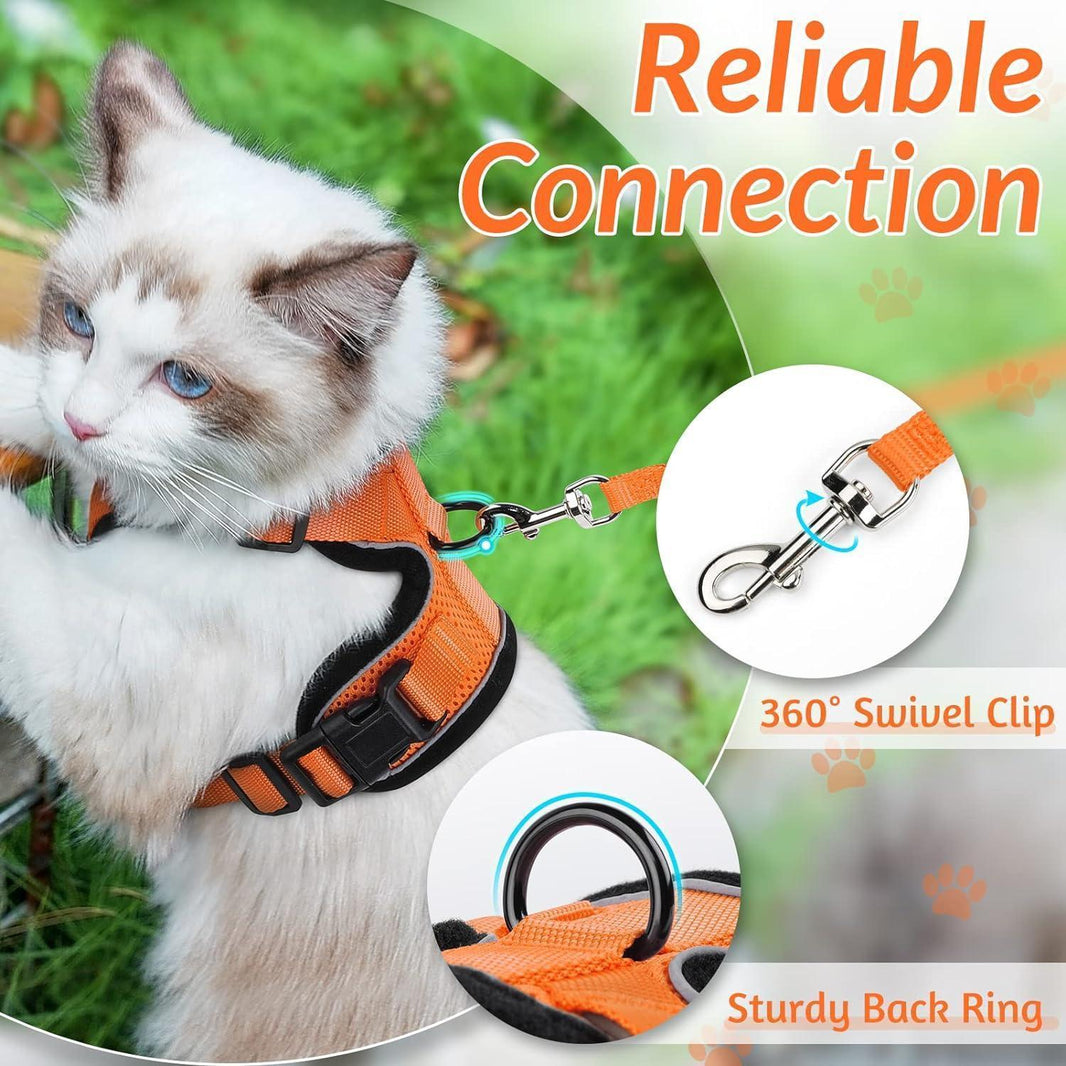 Rabbitgoo Classic Adjustable Cat Harness and Leash Set - Orange