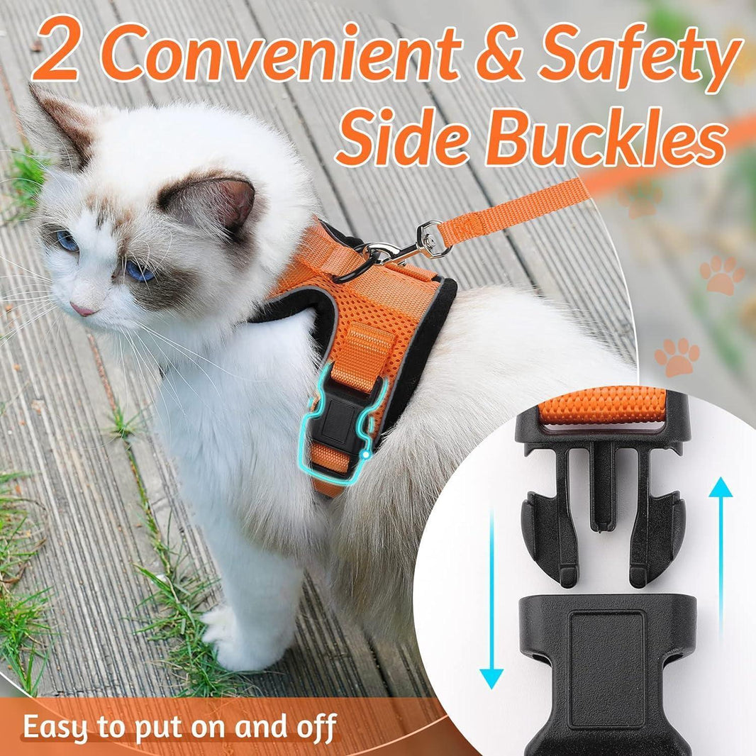 Rabbitgoo Classic Adjustable Cat Harness and Leash Set - Orange