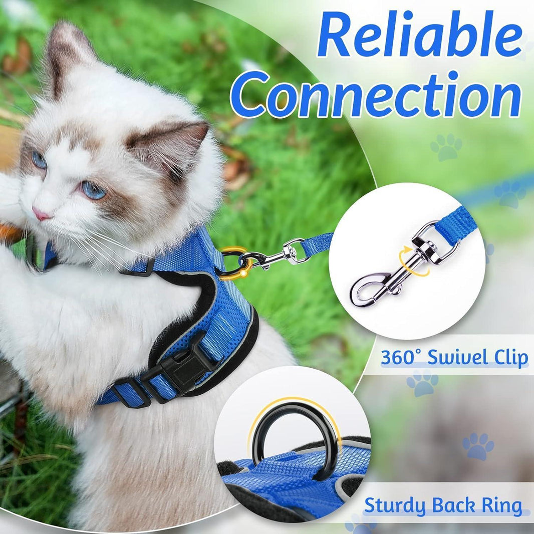 Rabbitgoo Classic Adjustable Cat Harness and Leash Set - Navy Blue