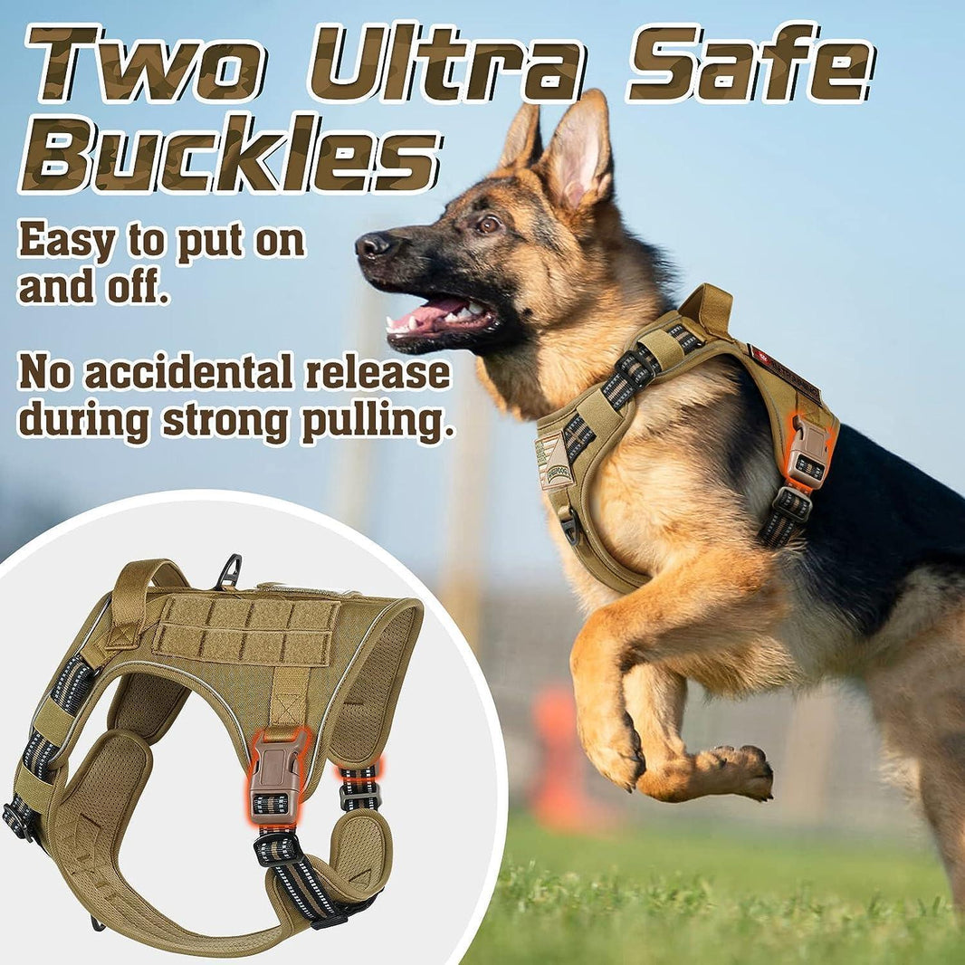 Solid Escape Proof Tactical Dog Vest Harness - Tan