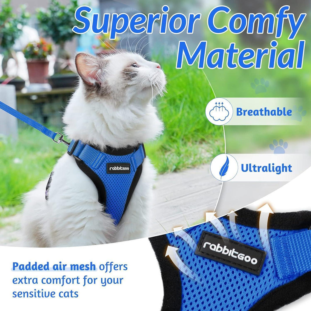 Rabbitgoo Classic Adjustable Cat Harness and Leash Set - Navy Blue