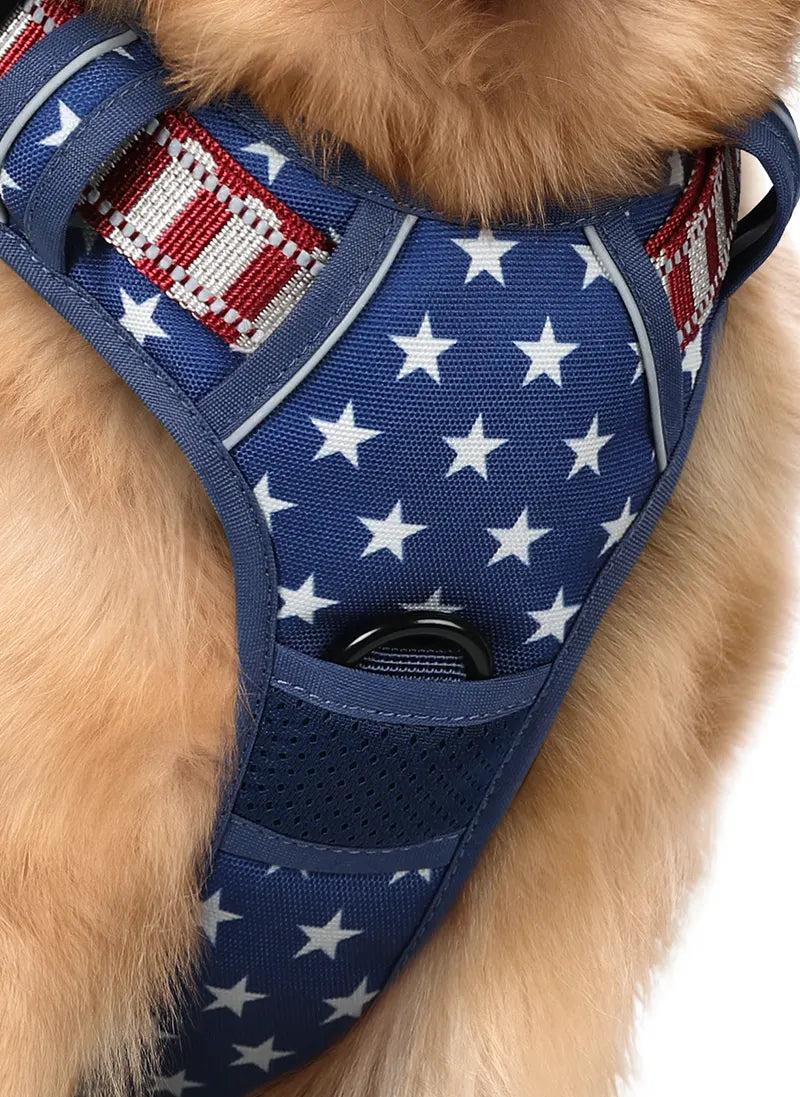 Urban Grid No Pull Dog Harness - Blue Star