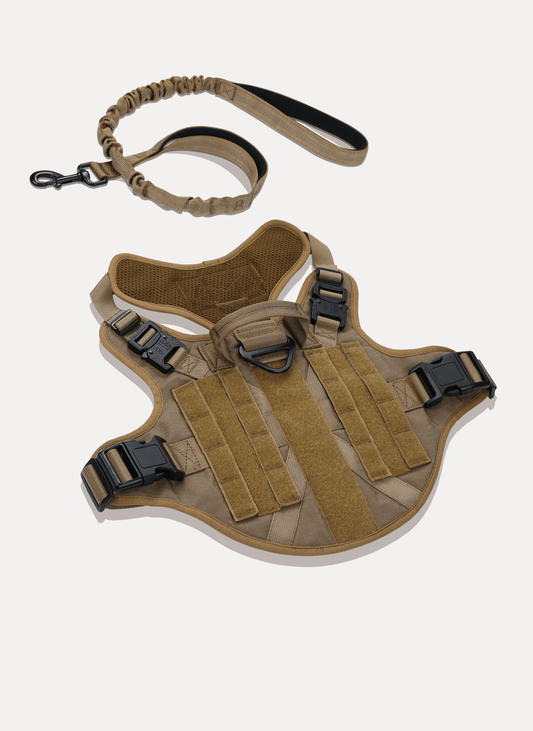 Mega Tactical Dog Harness Leash Set - Tan