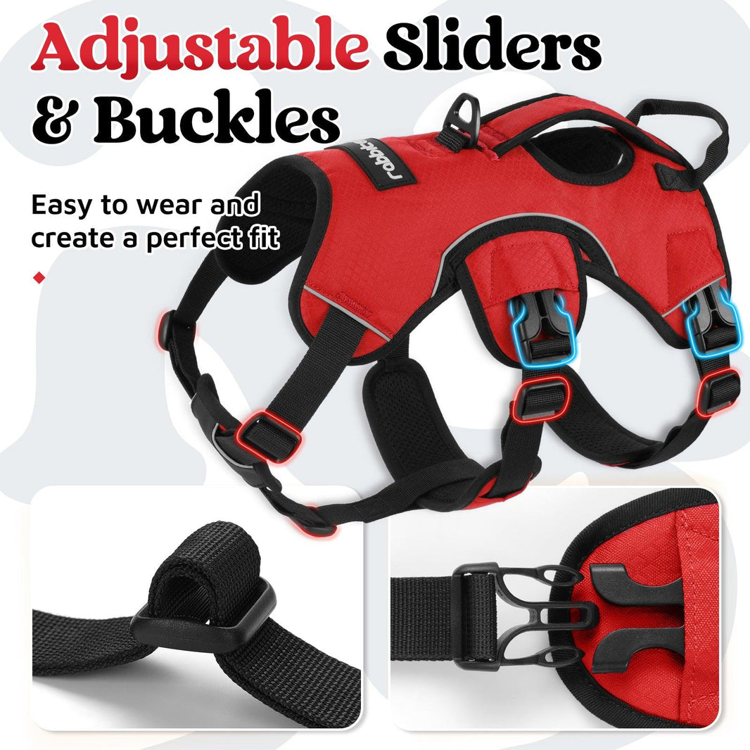 Rabbitgoo Large Dog Harness with Handle - Red