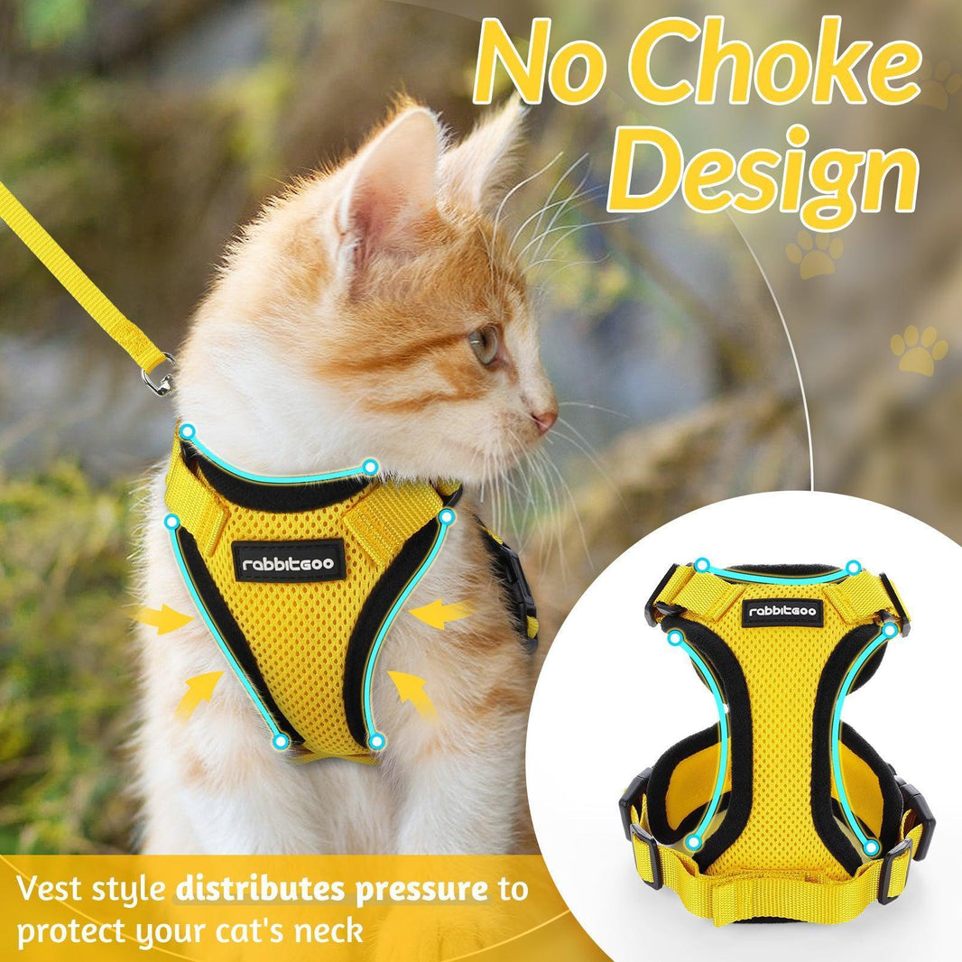 Rabbitgoo Classic Adjustable Cat Harness and Leash Set - Yellow