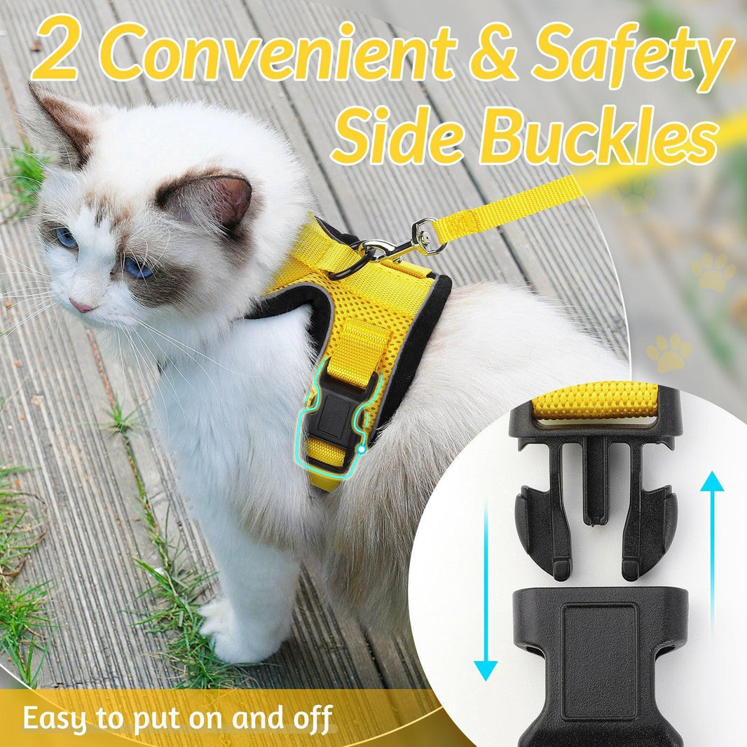 Rabbitgoo Classic Adjustable Cat Harness and Leash Set - Yellow