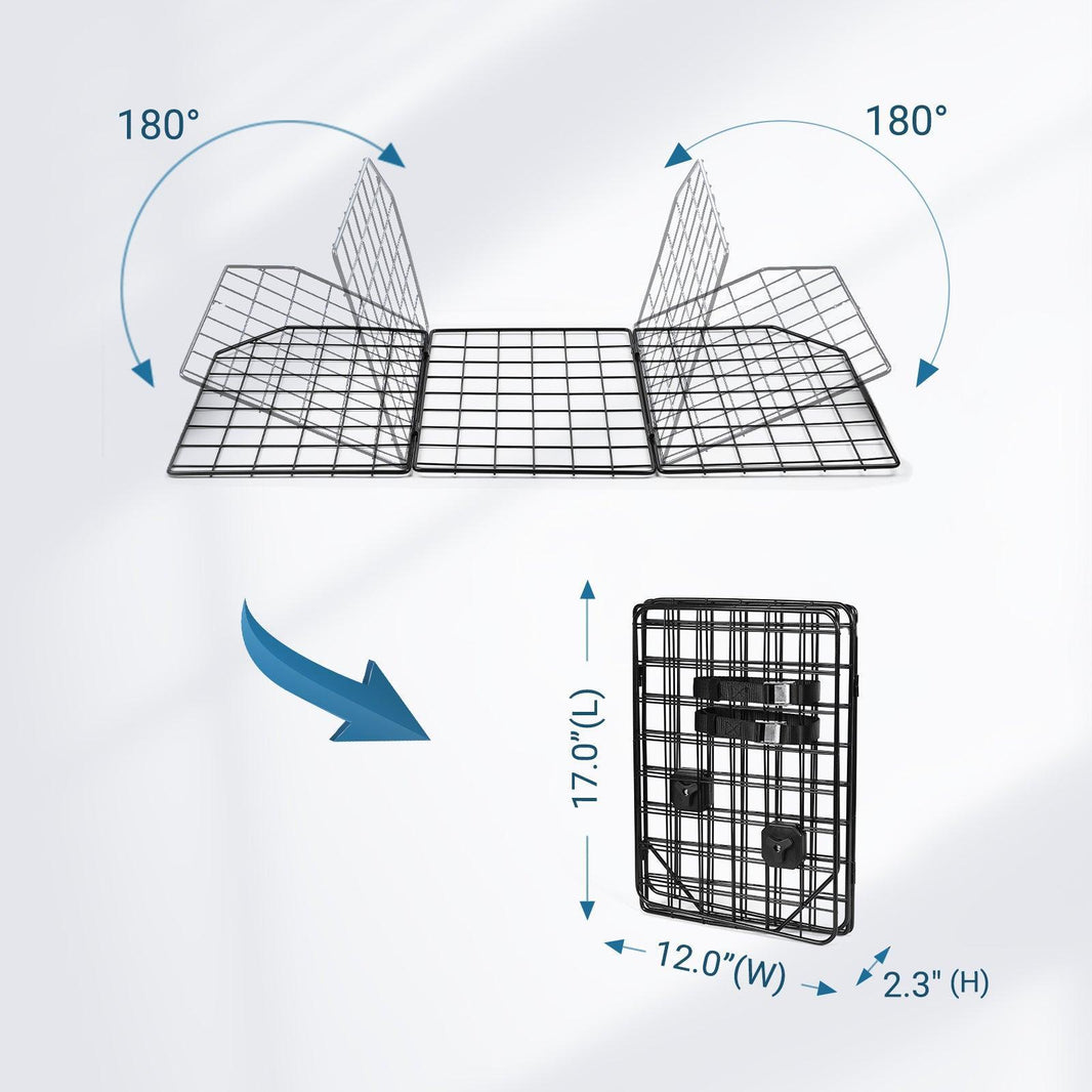 Rabbitgoo Triple Folding Adjustable Dog Car Barrier - Black