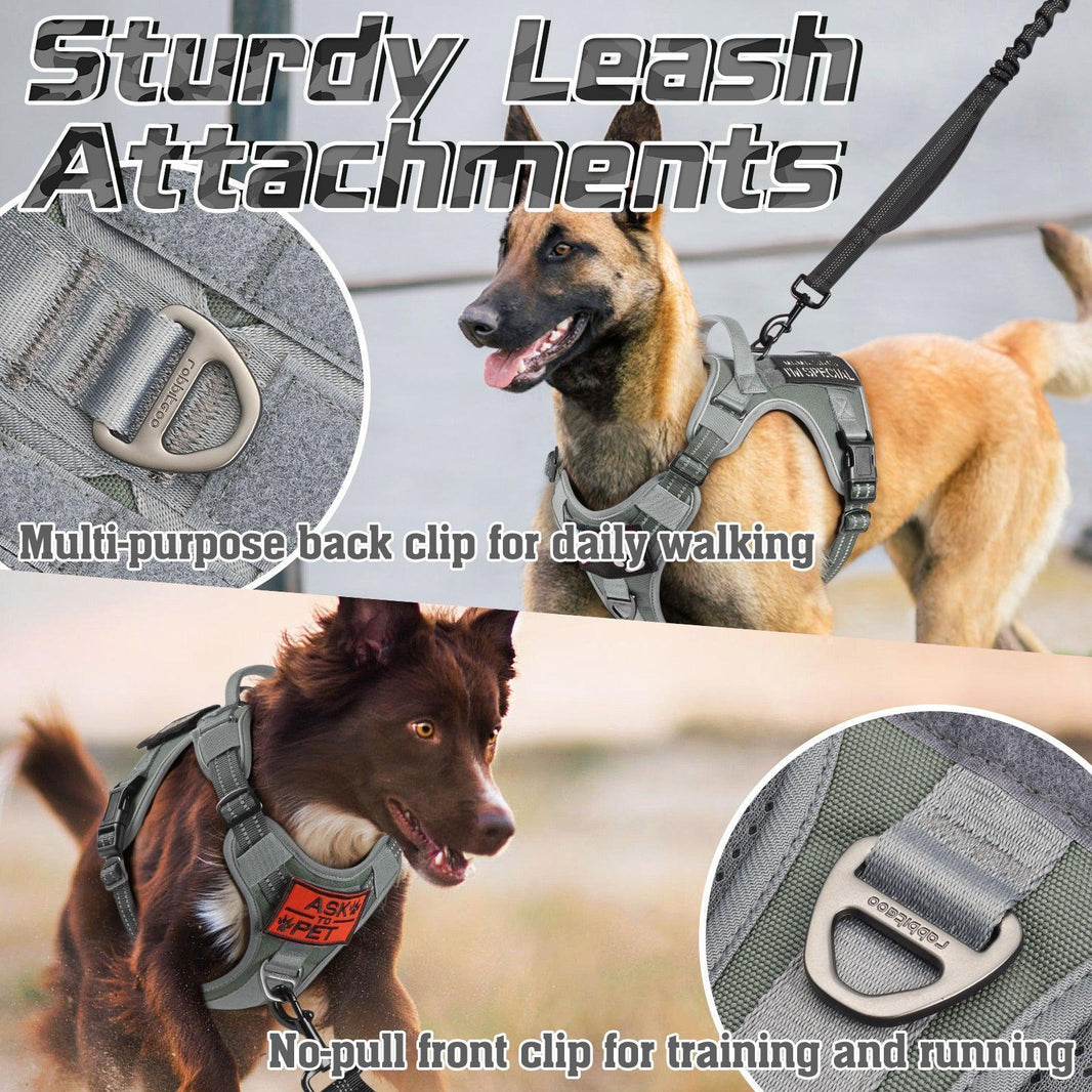 Solid Escape Proof Tactical Dog Vest Harness - Grey