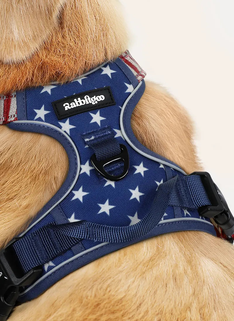 Urban Grid No Pull Dog Harness - Blue Star