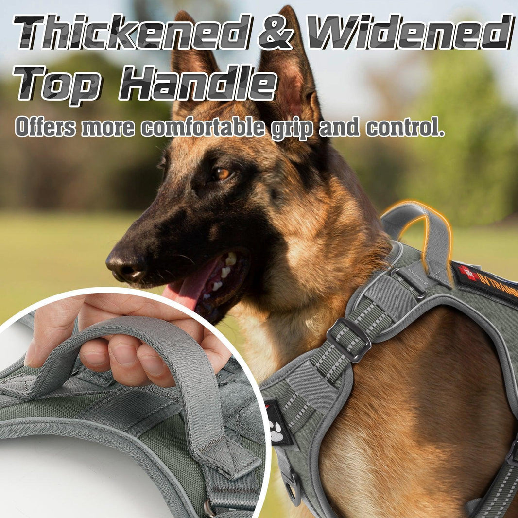 Solid Escape Proof Tactical Dog Vest Harness - Grey