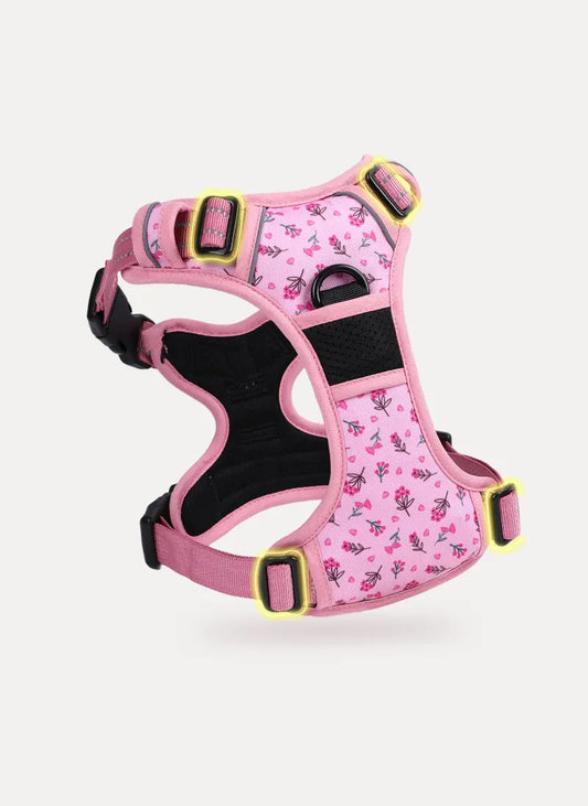 BloomWalk Easy-On No Pull Dog Harness - Floral Pink