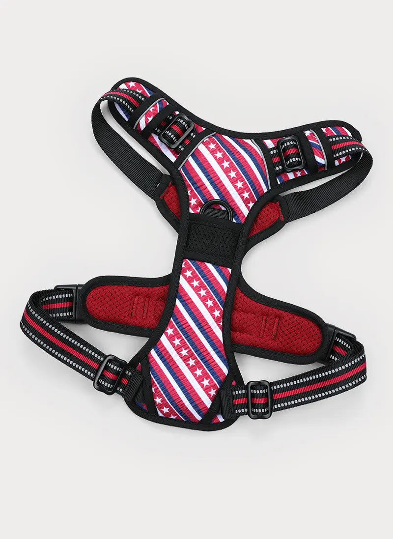Urban Grid No Pull Dog Harness - Red Stripe