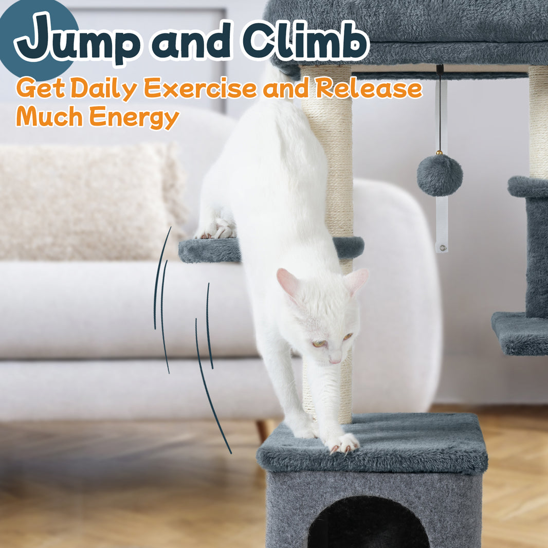 Rabbitgoo 33" Cat Tree for Indoor Kittens - Dark Grey / 19.2"L x 16.8"W x 33.45"H