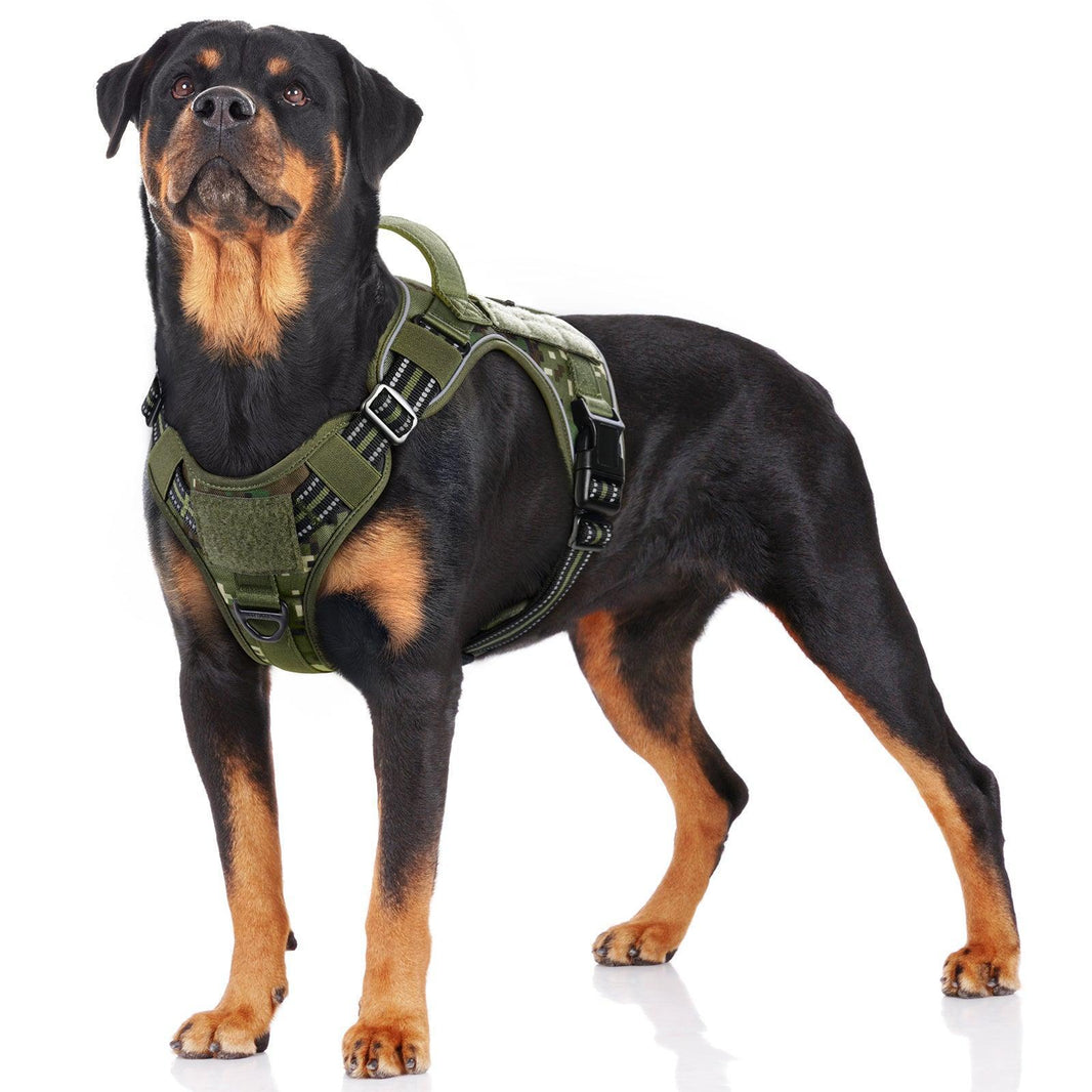 Camo Escape Proof Tactical Dog Harness - Green camo