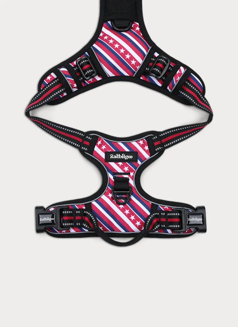 Urban Grid No Pull Dog Harness - Red Stripe