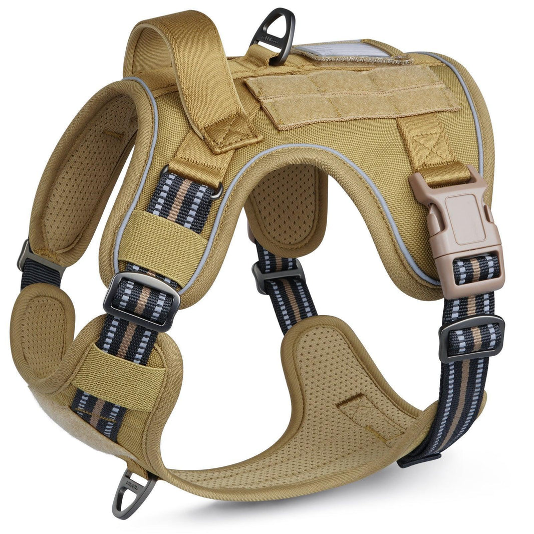 Solid Escape Proof Tactical Dog Vest Harness - Tan