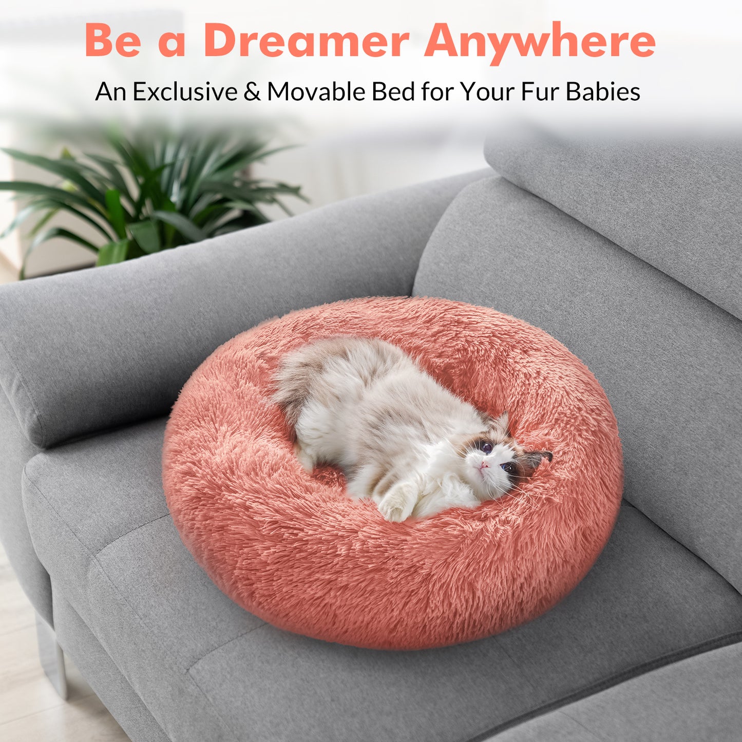 Floof Calming 24'' Pet Bed - Pink / 24.0"L x 24.0"W x 5.7"Th