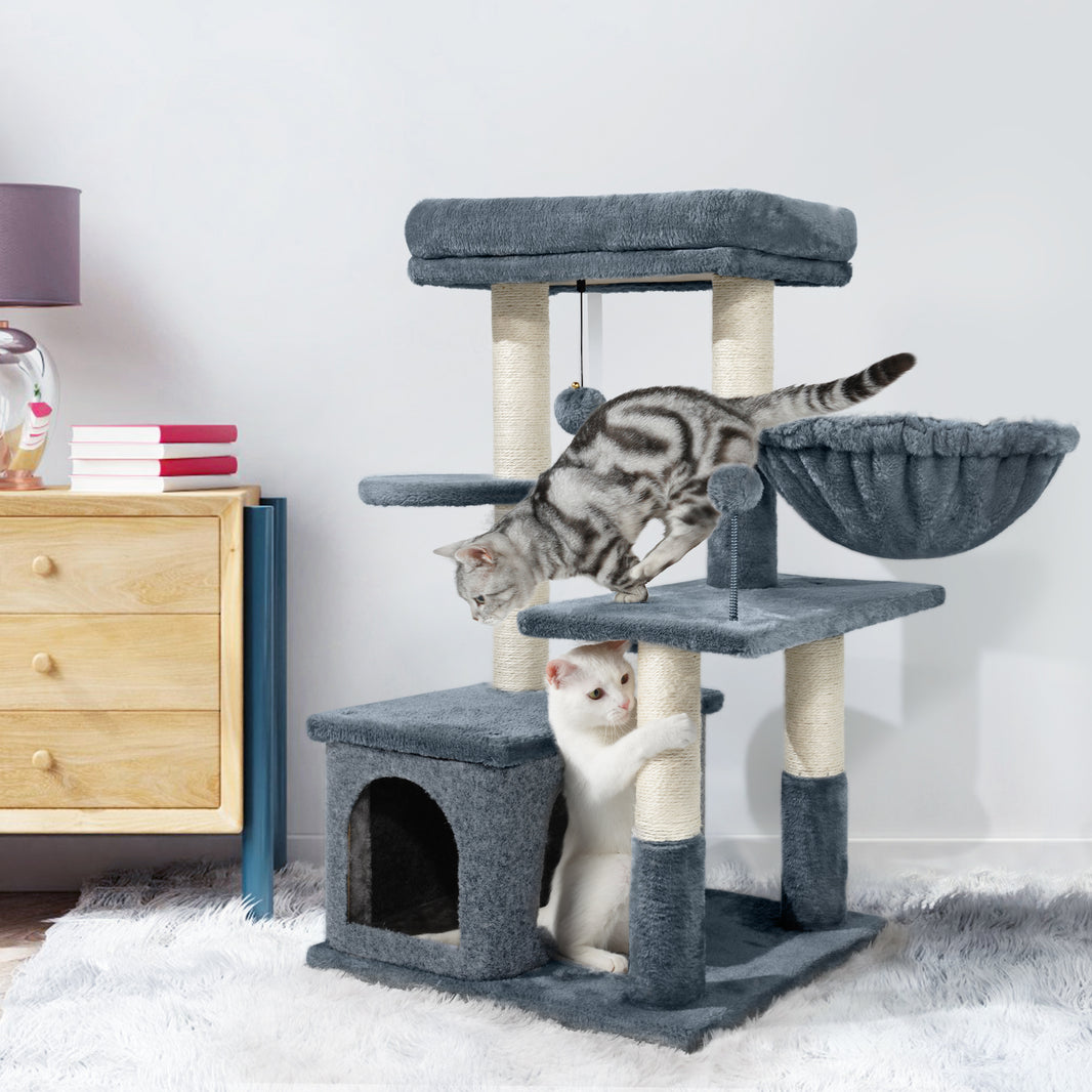Rabbitgoo 33" Cat Tree for Indoor Kittens - Dark Grey / 19.2"L x 16.8"W x 33.45"H