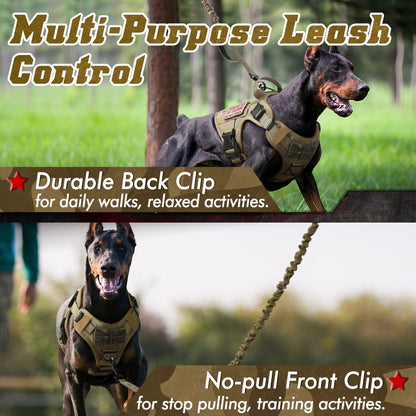 PAWTRENDER Tactical Dog Harness for Large Dogs - Tan 
