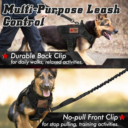 PAWTRENDER Tactical Dog Harness for Large Dogs - Black 