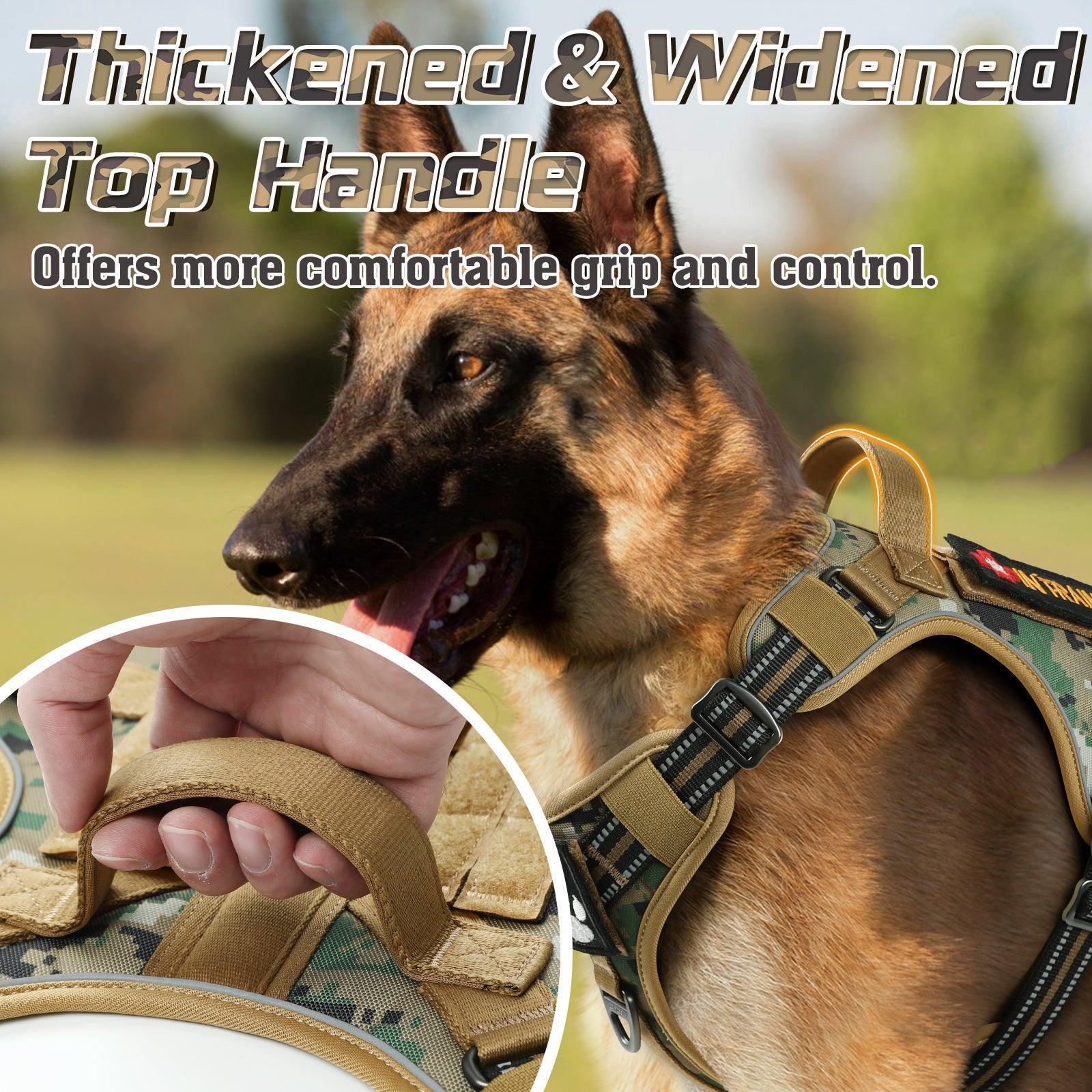 Brown Camo Tactical Dog Harness Leash Set