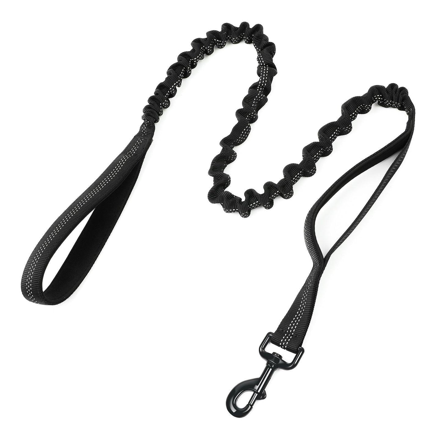 Rabbitgoo Dog Leash with 2 Padded Traffic Control Handles - Black 